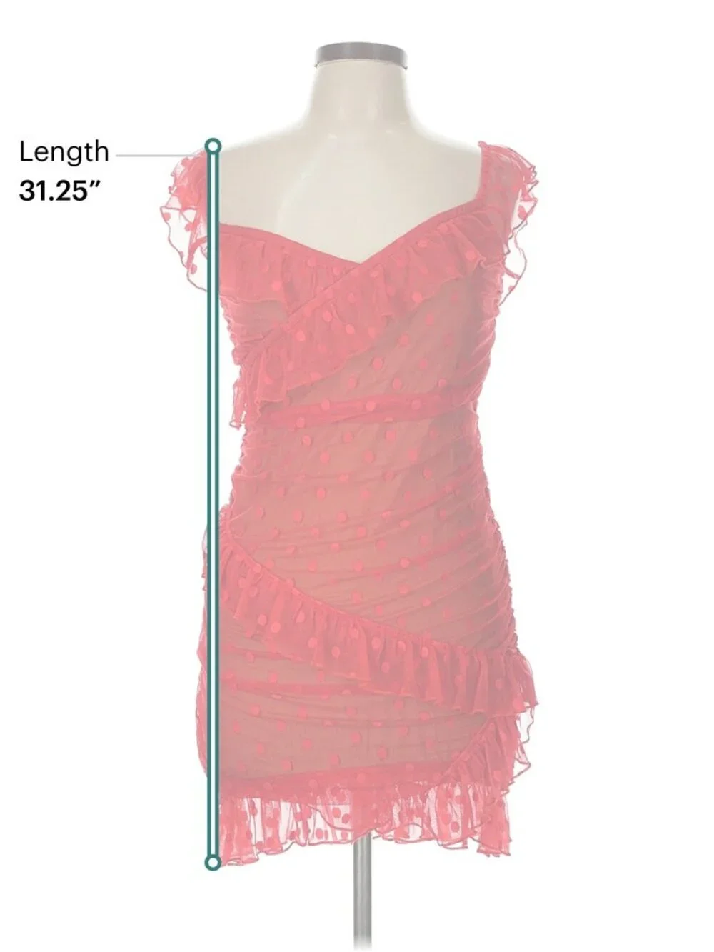 Majorelle Bandit Mini Dress Large Red Polka Dot Ruffle Asymmetrical Y2K Romantic